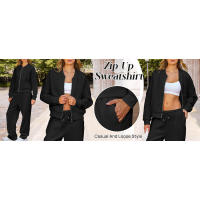 Conjunto de chándal de 2 piezas para mujer, sudadera con cremallera de manga larga, pantalones deportivos de pierna ancha, conjuntos de ropa de estar por casa - details 0