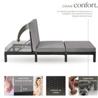 Taburete de Jardín Exterior de Ratán y Acero Tumbona de Piscina con Resaldo Ajustable en 6 Posiciones Tumbona de Playa Estable y Resistente a Intemperie Limpieza Fácil - details 4