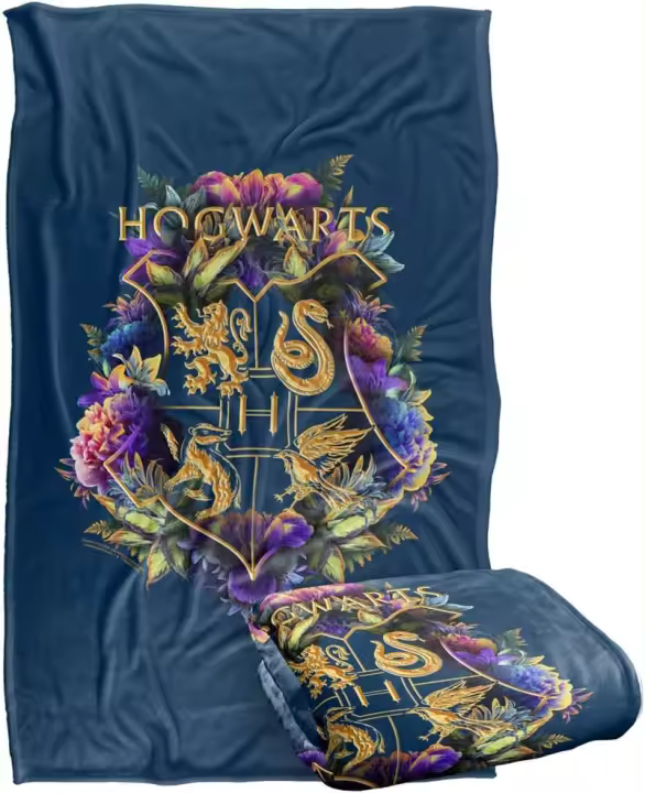 Manta de Hogwarts de Harry Potter, manta suave de tacto sedoso con cresta Floral multicolor para regalo, se adapta a sofá cama, viajes, todas las estaciones - 1