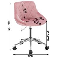 Silla de Oficina de Terciopelo Ajustable de Altura Silla Giratoria con Ruedas para Hogar y Oficina - details 0