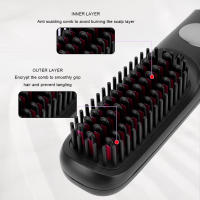 Plancha de pelo portátil, plancha de pelo inalámbrica, pantalla Digital, peine alisador de pelo, 3 temperaturas ajustables para viajes en casa - details 7