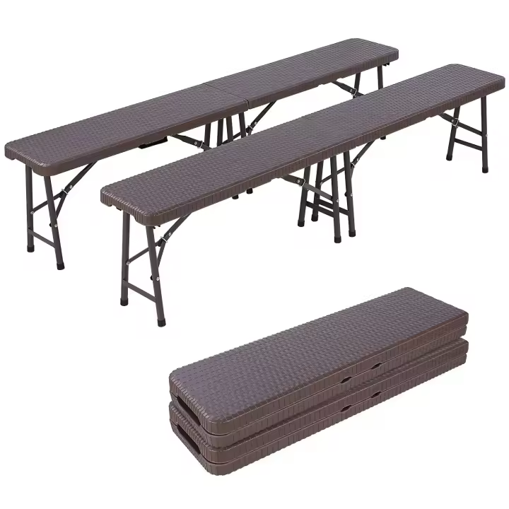 Banqueta Plegable de 183cm Portátil para Picnic al Aire Libre Camping con Asa de Transporte para Fiesta de Comedor 2 Pack Material Plástico - 1