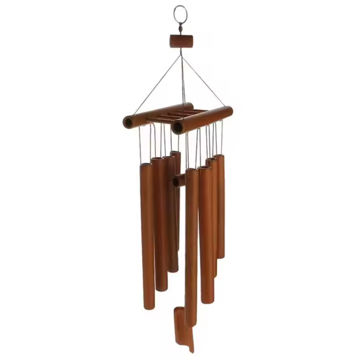Campanas de viento de tubos de bambú hechas a mano, música sintonizada hueca, carillón de viento de bambú Natural con escalera - 1