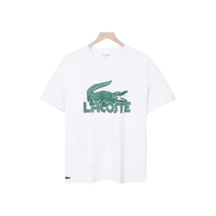 Camiseta Deportiva de Algodón Puro para Hombres Cuello Redondo, Estampado de Logotipo Delantero, Estilo Básico Casual para el Verano - 1