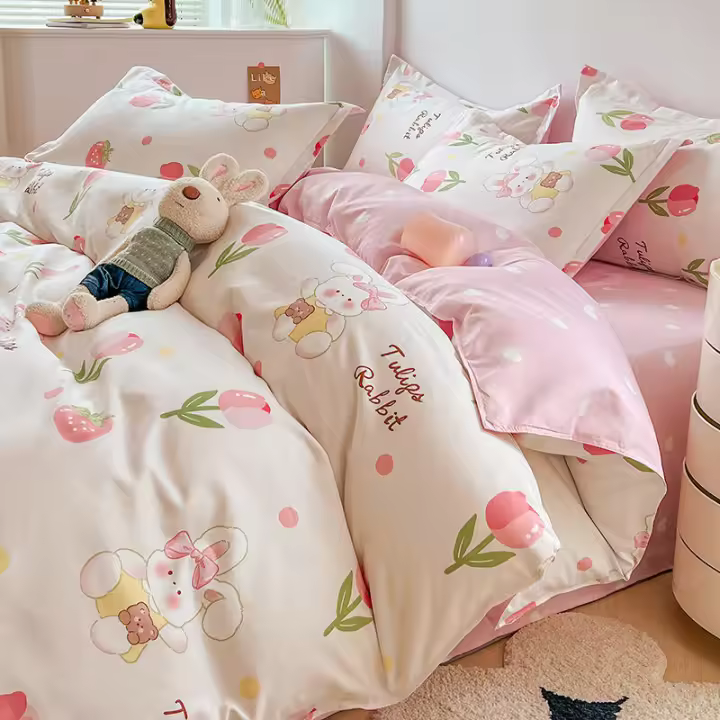 Juego de sábanas de algodón lavado fresco de cuatro piezas de sarga suave para dormitorio Four Seasons Pure Brushed - 1