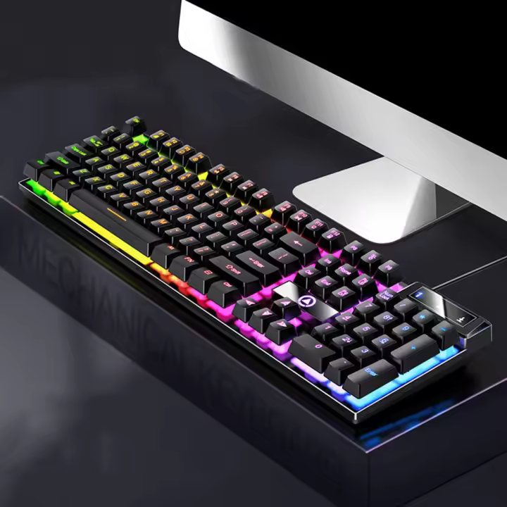 Eje 104 teclas periféricos de computadora teclado retroiluminado emisor de luz teclado para juegos teclado mecánico teclado con cable - 1