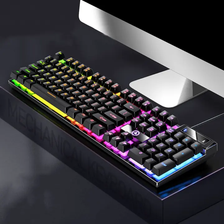 Eje 104 teclas periféricos de computadora teclado retroiluminado emisor de luz teclado para juegos teclado mecánico teclado con cable - 1