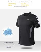 Conjunto deportivo de verano con tres rayas, pantalones cortos de manga corta, holgados para correr, secado rápido y transpirable - details 3