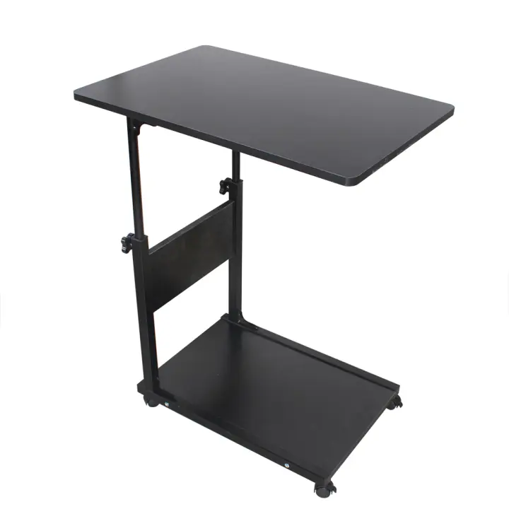 Mesa de ordenador portátil de altura ajustable, sobremesa con 4 ruedas, negro/blanco - 1