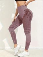 Protectores de piernas deportivos de secado rápido y estiramiento alto, pantalones de yoga sin costuras con cintura alta y levantamiento de cadera - details 16