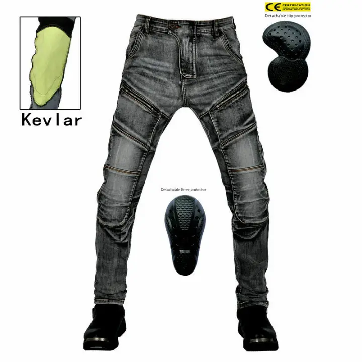 Jeans de Motocicleta para Hombres Pantalones Retro de Tren Locomotora, Resistentes a Arañazos, Elásticos y a Prueba de Caídas - 1