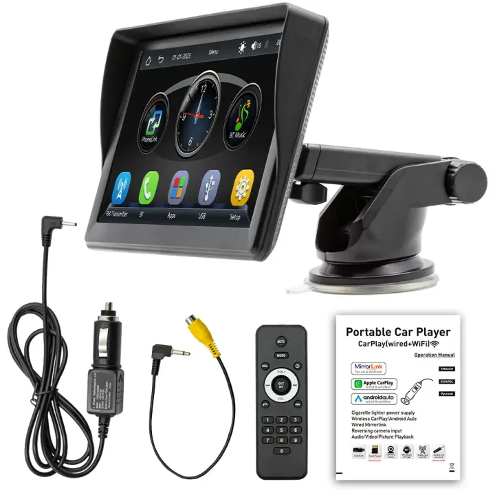 Reproductor de vídeo de radio de coche universal de 7 pulgadas inalámbrico para CarPlay Android Pantalla táctil - 1