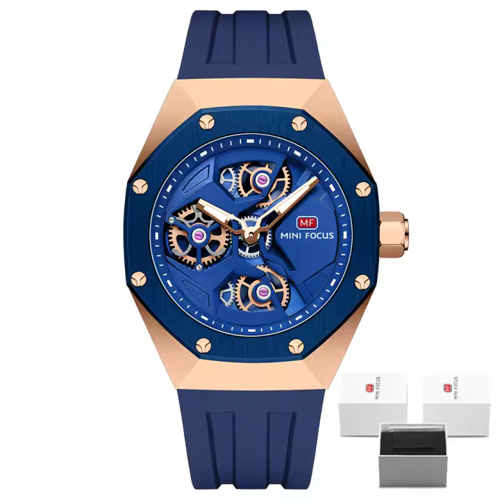 Reloj deportivo esqueleto para hombre, resistente al agua, movimiento de cuarzo japonés, reloj de pulsera informal para negocios, regalo al aire libre para él - 1