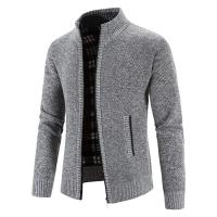 Suéter de punto con cuello abierto para hombre, abrigo de lana con cremallera de Color sólido adelgazante, Top para hombre - details 3