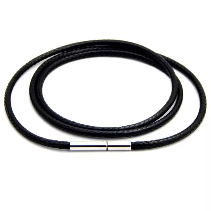 Collar de cordón de cuero negro, cadena de encaje de cuerda de cera con cierre giratorio de acero inoxidable para collares DIY, joyería - 1