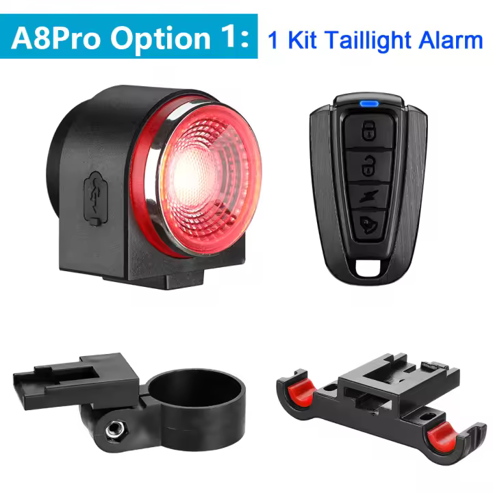 Alarma de Bicicleta Elecpow A8Pro con Luz Trasera Sensible al Freno Control Remoto Inalámbrico Carga USB Alarma Antiburguaje Luz de Cola de Bicicleta - 1