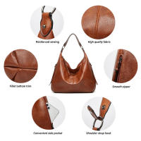 Bolso de hombro de piel sintética para mujer, conjunto de tres piezas, suave - details 11