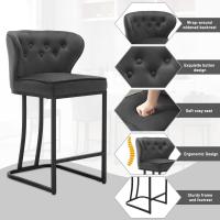 Juego de 2S Taburetes de Cocina Altos Estilo Bar con Resaldo y Reposapiés - details 3