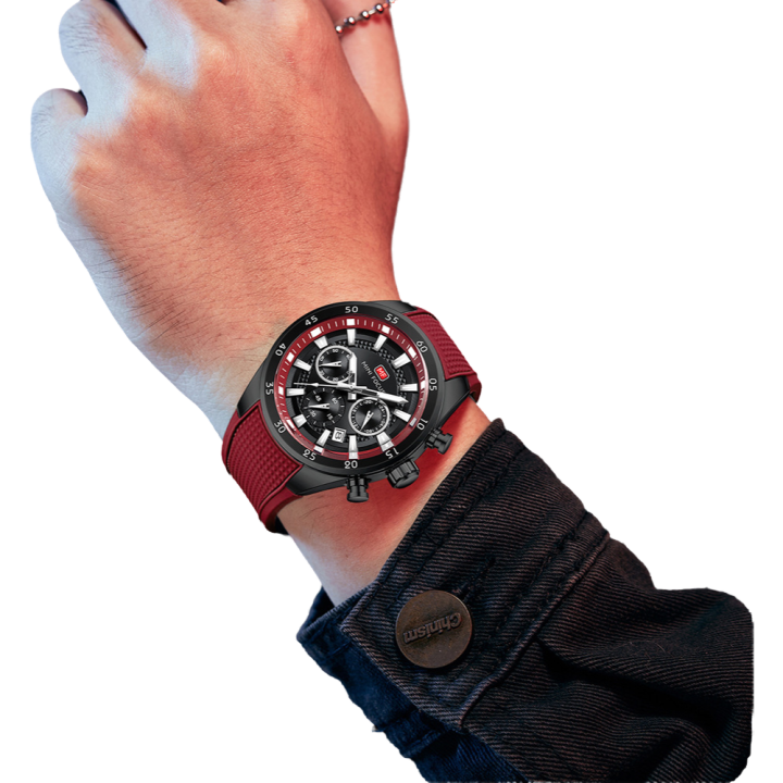 Reloj De Pulsera Deportivo Casual Para Hombre MINI FOCUS Gran Dial Luminoso Resistente Al Agua Cuarzo Multi-function Corona a Contrachavija Calendario