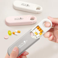 Mini pastillero portátil pequeño, soporte para vitaminas de 3 compartimentos, a prueba de polvo, caja de medicamentos con tapas para viajes - details 2