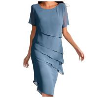 Vestidos elegantes de verano para mujer, Vestidos cortos De Fiesta De gasa con cuello redondo y retazos, 2024 - details 2