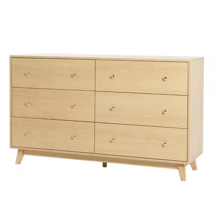SucceBuy Cómoda de madera de 6 cajones con rieles deslizantes y características de seguridad antivuelco - 1