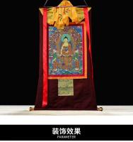 Thangka de Sakyamuni Bordado Nepalés Pintura de Mano Tantrica Buddhismo para Entrada de Sala de Estilo Xizang Luz y Decoración de Candeles y Soportes - details 8