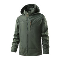 Chaqueta con Capucha Sólida Resistente al Viento Moda Casual para Hombres - details 4