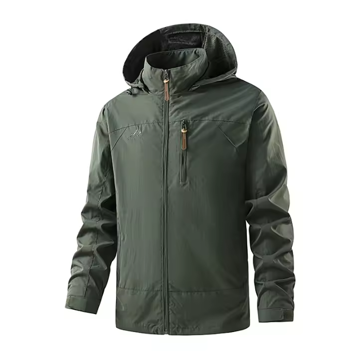 Chaqueta con Capucha Sólida Resistente al Viento Moda Casual para Hombres - 1