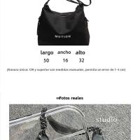 Bolso nuevo para mujer, bandolera de un solo hombro, gran capacidad, clase de estudiante universitario, bolso de mano de lona negro versátil informal - details 3