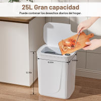 PrettyCare - Cubo de basura inteligente de 25 l, con detección automática de basura sin contacto, resistente al agua, con tapa y pantalla LED, para baño, dormitorio y sala de estar - details 1