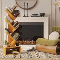 Estantería de árbol, Librería Alta de 6 Niveles Estantería Estrecha de madera con cajones para Sala de Estar, Dormitorio 38×19×112CM Marrón Rústico - details 26