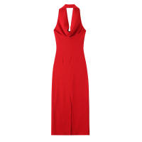 Vestido Midi Sin Mangas De Cuello Haltera Vintage Para Mujer Willshela Estilo Chic Con Cierre De Cremallera Y Abertura En La Espalda Vestido Elegante Para Damas - details 2