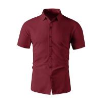 Nueva camisa de negocios de manga corta informal de color sólido para hombre, moda de verano, sin permanente, top cómodo y versátil - details 22