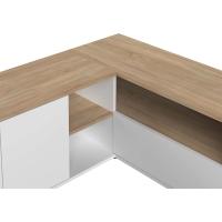 mesa de TV esquinera, blanco y roble natural, 90x90x45 cm - details 6