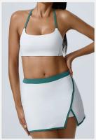 Conjunto de dos piezas de sujetador y pantalones cortos de entrenamiento de yoga, conjunto deportivo de mujer Fiess yoga Tre elástico de retales - details 7