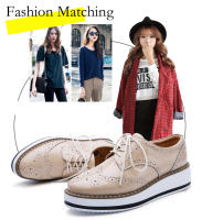 Zapatos informales de cuero genuino para mujer, zapatillas con cierre de cordones, zapatos planos Derby, Retro Brock, Oxfords - details 3