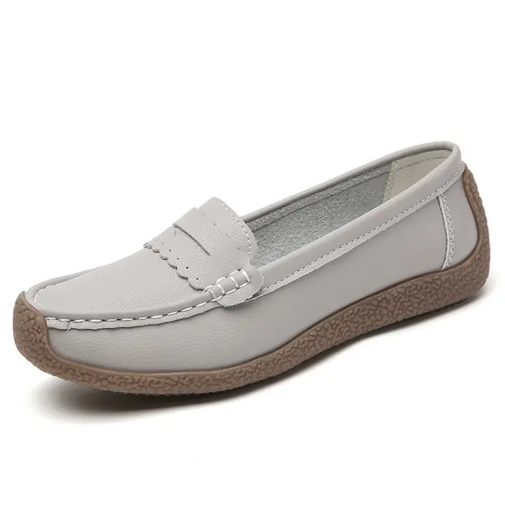 Zapatos de mujer de piel auténtica Mocasines planos de piel de vaca para madres mayores y más - 1