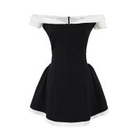 - Vestido Formal de Mujer 2025 con Volantes, Cuello y Tirantes, Color de Colisión de Viento Pure Desire, . - details 1