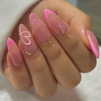Las uñas les encanta usar uñas rosa francés ins viento uñas hechas a mano parche de uñas falsas simple almendra - details 0
