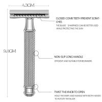 Afeitadoras de Seguridad Individuales de Calidad Premium con Blade de Doble Borde para Hombres con Soporte para Afeitadoras y 5 Cuchillas de Platino - details 5