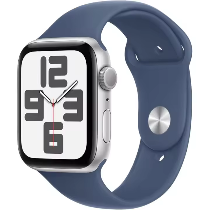 Apple Watch SE 2024 GPS 44mm CA Plata Aluminio y Cinturón Deportivo Cowboy Azul Talla S/M - 1