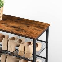 Zapatero, Zapatero de 6 Niveles, Estantería para Zapatos, Estantes de Malla Ajustables, para Entrada, Pasillo, Dormitorio, Estructura Metálica, Marrón Rústico y Negro - details 4