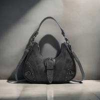 Bolso Cruzado Motocicleta Punk Retro Bolso de Hombro Negro con Correa Desmontable, Hebilla, Detalles de Pendientes Bolso de Moda Casual para Mujeres - details 0