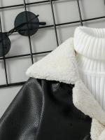 2025 Abrigos de cuero negro para bebés, chaquetas con cuello vuelto a la moda de invierno, prendas de vestir exteriores gruesas y cálidas, ropa para niños de 3 a 3 años - details 3