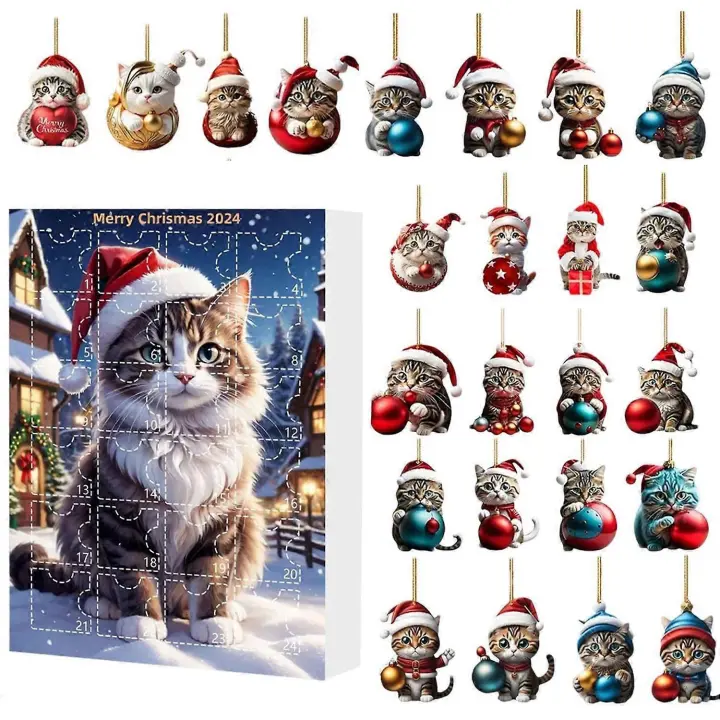 Calendario de Aventuras de Gato 2024 Cuento de Navidad de 24 Días Decoración de Pared - 1