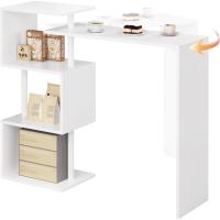 Mesa de Bar de Metal Giratorio Estructura de Mesa de Comedor con 3 Estantes Blanco - details 0