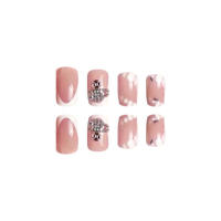 Nail Art Square Uñas artificiales desnudas con puntas blancas para principiantes - details 0