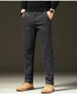 Ropa de marca, pantalones informales cálidos de lana para invierno, pantalones Cargo aterciopelados ajustados de trabajo de sarga marrón y gris con cintura elástica de algodón para hombre - details 3