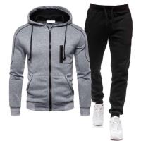 Conjunto deportivo informal para hombre, Sudadera con capucha y pantalones de cintura elástica, 2 piezas - details 5
